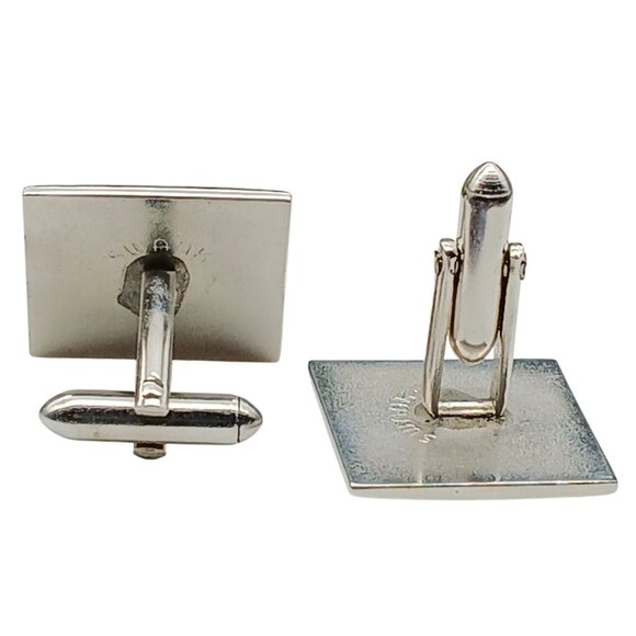 Vintage Swank Silver-Tone Fleur-De-Lis Square Cufflinks - Picture 2 of 2